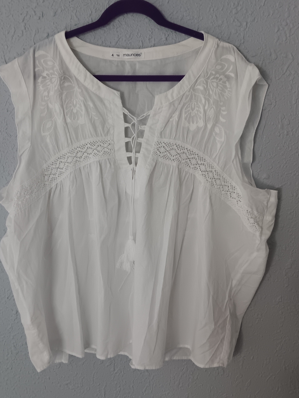 Maurices White Lace-Trim Tie-Front Boho Camisole